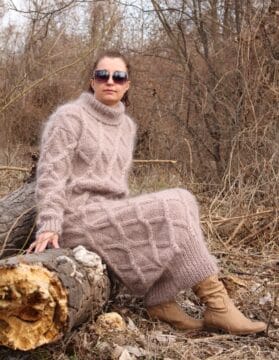 Плетена дамска дълга рокля от мохер Siska Handknit