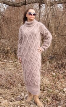 Плетена дамска дълга рокля от мохер Siska Handknit