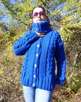 Плетена жилетка от вълна с поло яка Siska Handknit