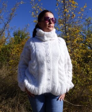 Плетена жилетка от мохер с поло яка Siska Handknit