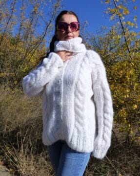 Плетена жилетка от мохер с поло яка Siska Handknit