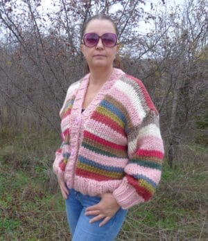 Дамска многоцветна жилетка от вълна Siska Handknit
