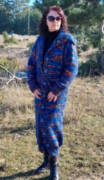 Плетена дамска дълга жилетка от вълна и мохер меланж Siska Handknit