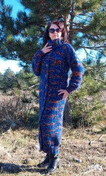 Плетена дамска дълга жилетка от вълна и мохер меланж Siska Handknit