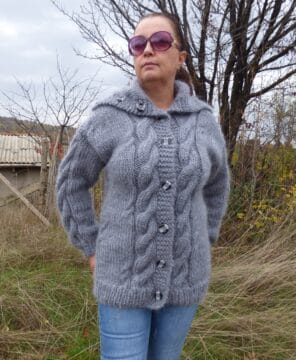 Плетена дамска жилетка от мохер с поло яка Siska Handknit