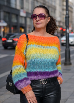 Дамски плетен пуловер от мохер многоцветен Siska Handknit